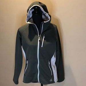 Women’s First Ascent Hooded Zip Fleece Lined Jacket Dark/Light Grey Large